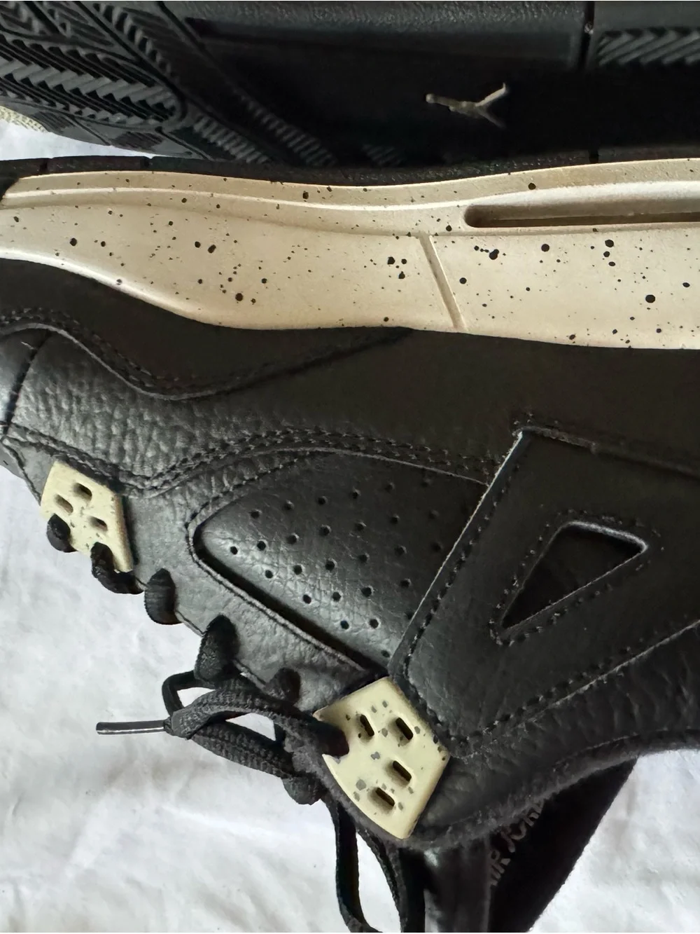 Jordan Men's Youth Black Leather High-Top Sneakers with White Jumpman